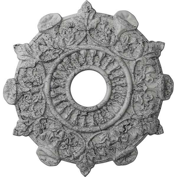 Ekena Millwork Preston Ceiling Medallion (Fits Canopies up to 4"), 17 1/2"OD x 4"ID x 1"P, Ultra Pure White Crackle CM17PRUWC - main